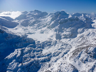 Winter view of Pirin Mountain near Polezhan and Bezbog Peaks, Bulgaria