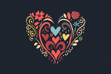 cute decorative heart icon concept vector illustration