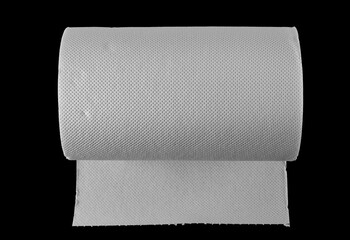 Roll of paper kitchen towels isolated on black	 - obrazy, fototapety, plakaty