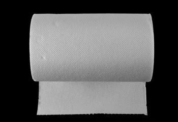 Deurstickers Roll of paper kitchen towels isolated on black  © dule964