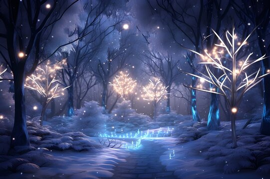 HD Winter Wonderland Glowing Christmas Lights and Fro  beautiful pic



