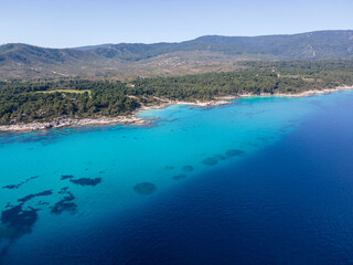 Naklejka premium Sithonia coastline near Orange Beach, Chalkidiki, Greece