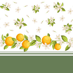 Seamless floral pattern with oranges. Vector illustration. - 784103890