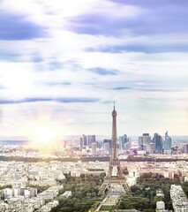 Eiffel tower in Paris at sunset. - 784104429