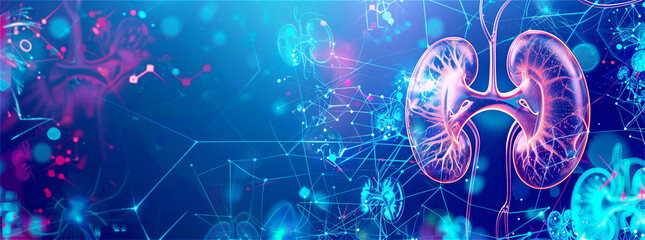 Artistic Rendering of Human Kidneys in Neon Colors
