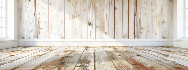 Vintage Wooden Floor and Wall Interior
 - obrazy, fototapety, plakaty