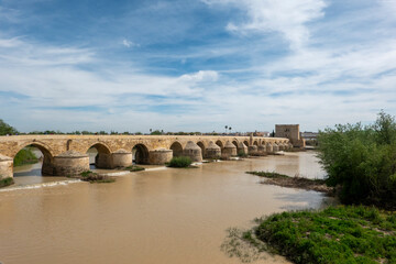 Roman bridge over the Guadalquivir river in Cordoba, Andalusia, Spain.