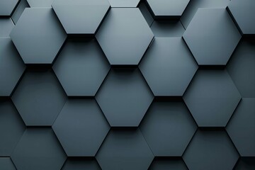 luxurious dark grey hexagonal pattern background with 3d depth effect abstract illustration - obrazy, fototapety, plakaty