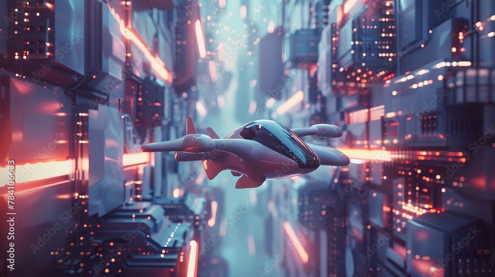 Poster a futuristic interpretation of a startup scene with isolated flying objects ai generated illustratio