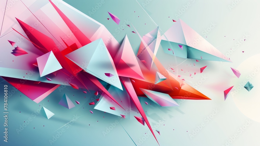 Aufkleber a geometric and abstract depiction of flying objects in a 3d style ai generated illustration