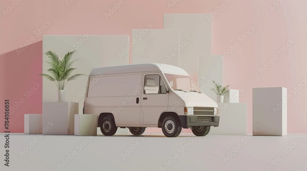 Poster a minimalist approach to delivery service in a 3d render ai generated illustration