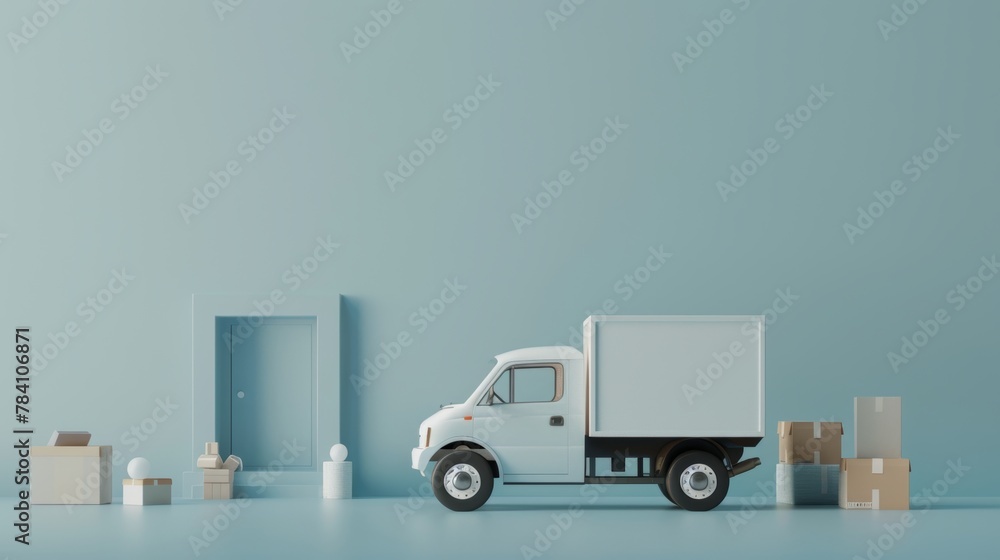 Poster a minimalist approach to delivery service in a 3d render ai generated illustration