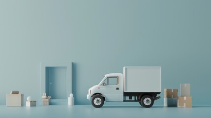A minimalist approach to delivery service in a 3d render AI generated illustration - obrazy, fototapety, plakaty