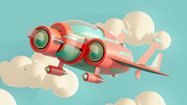 A retro-inspired isolated flying gadget with a funky Memphis design AI generated illustration