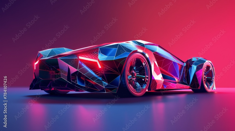 Poster a supercar with geometric patterns in a 3d style ai generated illustration