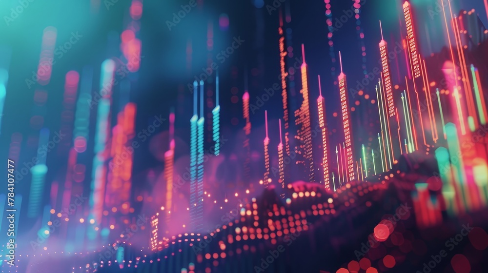 Aufkleber a surreal 3d render of floating graphics representing stock market trends ai generated illustration
