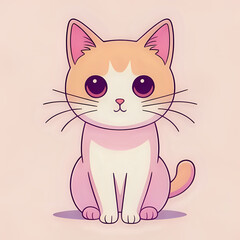 Fototapeta premium A Cat, pink, purple, orange and green gradient, with a vintage aesthetics - generated by ai