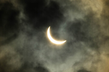 Obraz na płótnie Canvas Partial solar eclipse high contrast close up