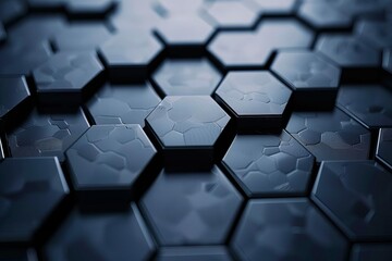 mysterious dark hexagonal grid pattern background abstract 3d illustration