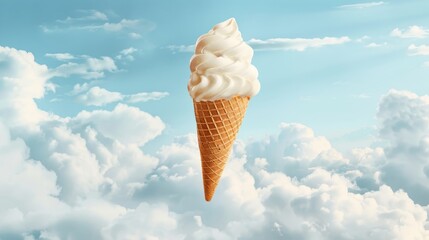 A sweet Memphis style flying ice cream cone   AI generated illustration
