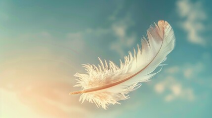 A whimsical isolated flying feather   AI generated illustration