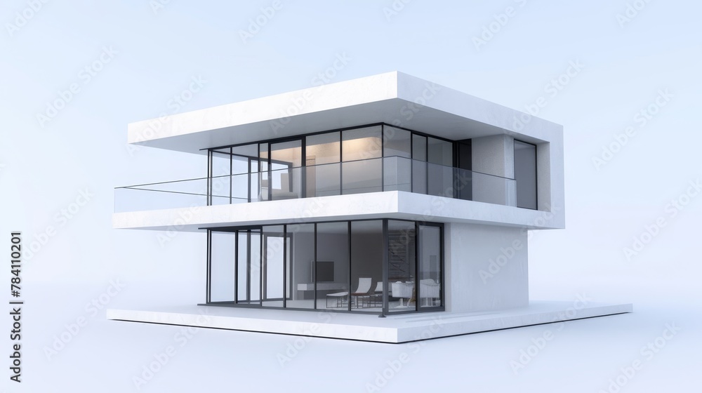 Poster abstract 3d render of an isolated building ai generated illustration