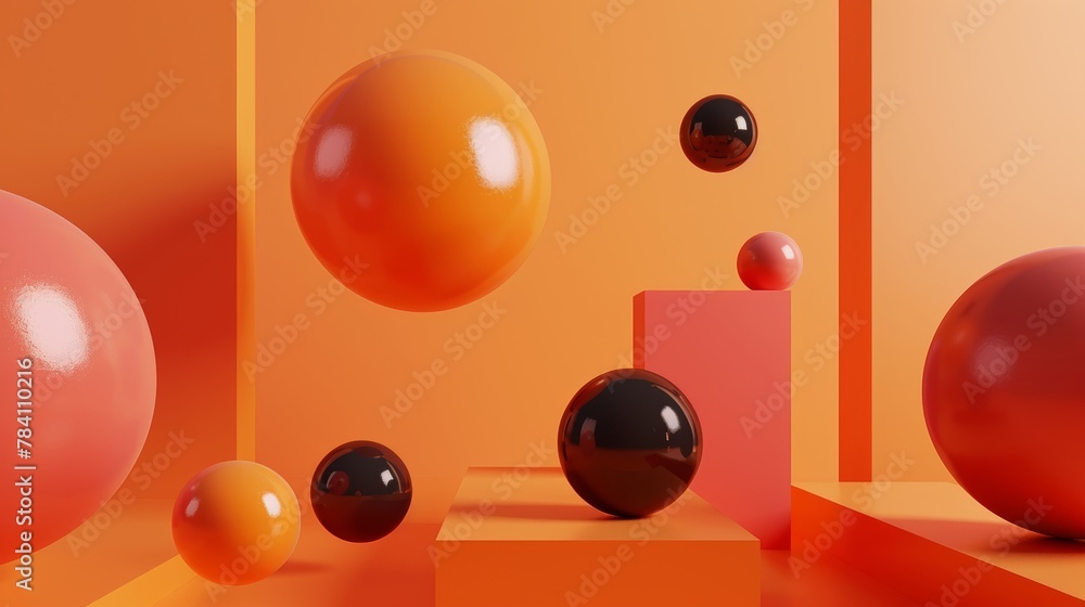 Poster abstract 3d render of floating objects in a bold graphic design ai generated illustration
