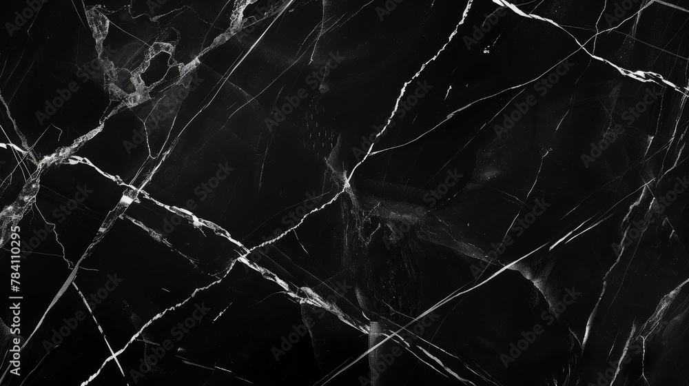 Poster luxurious black marble with intricate white veins creates an elegant and timeless background for des