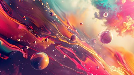 Abstract and eye-catching objects flying through space  AI generated illustration - obrazy, fototapety, plakaty