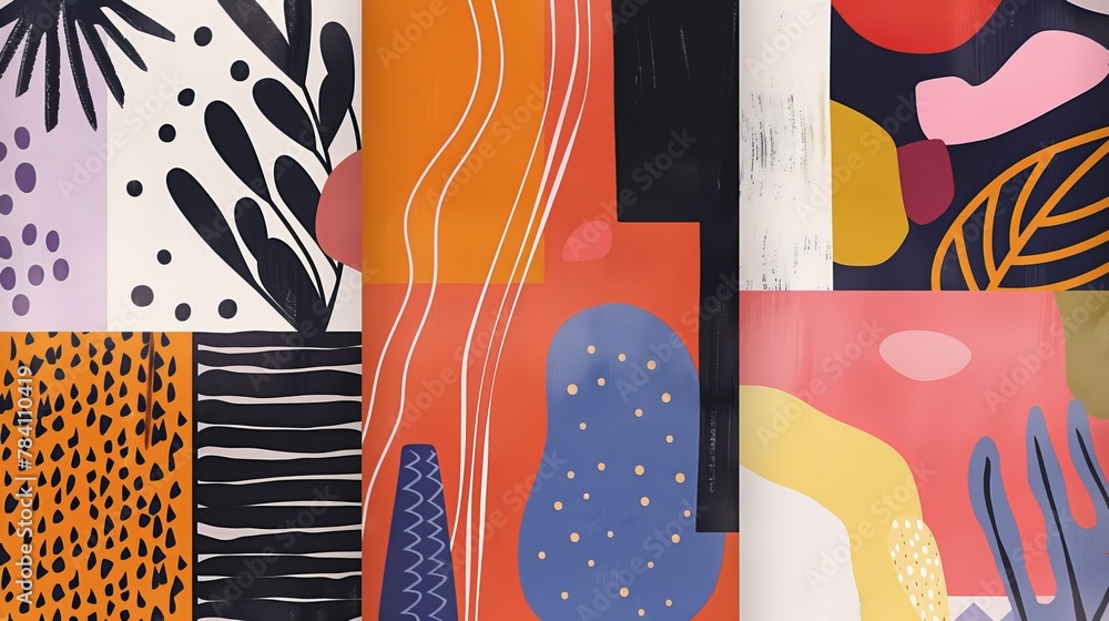 Poster abstract patterns in a bold color palette ai generated illustration