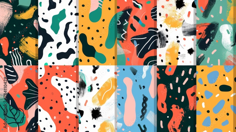 Aufkleber abstract patterns in a bold color palette ai generated illustration
