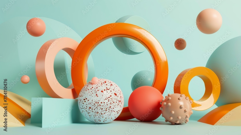 Poster abstract shapes and patterns in a 3d isolated scene ai generated illustration