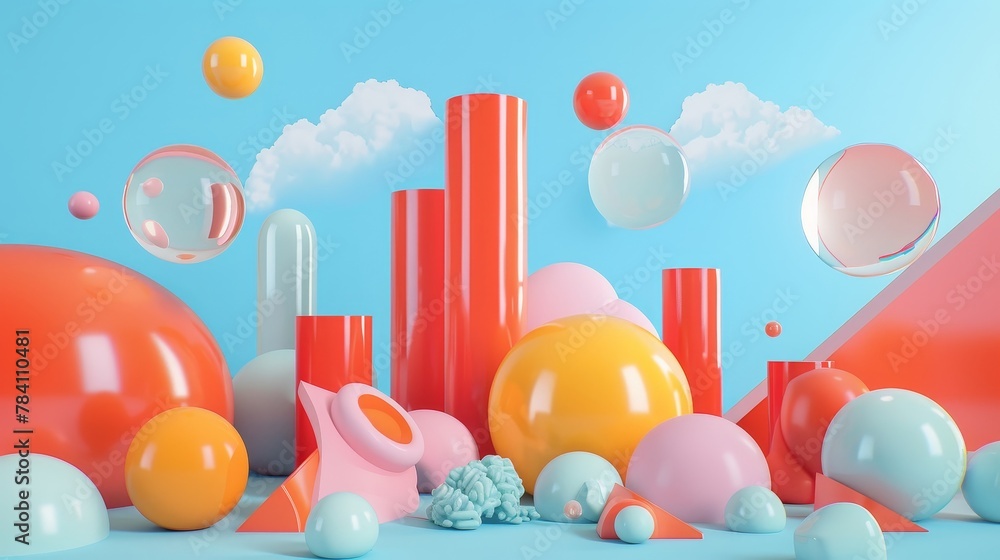 Poster abstract shapes and patterns in a 3d isolated scene ai generated illustration