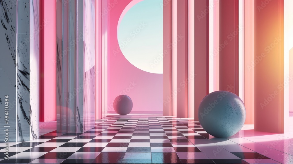 Poster Abstract shapes and patterns in a 3d isolated scene   AI generated illustration