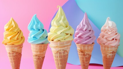 Adorable ice cream cone with a pastel palette   AI generated illustration
