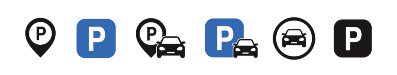 Car parking icon set. Vector EPS 10
