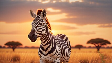 zebra at sunset