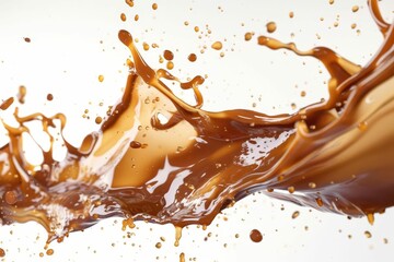 swirling coffee splash frozen in time abstract liquid art on white background
