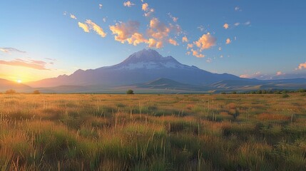 Majestic Ararat Mountain at Awe Inspiring Sunset in Captivating Turkish Countryside