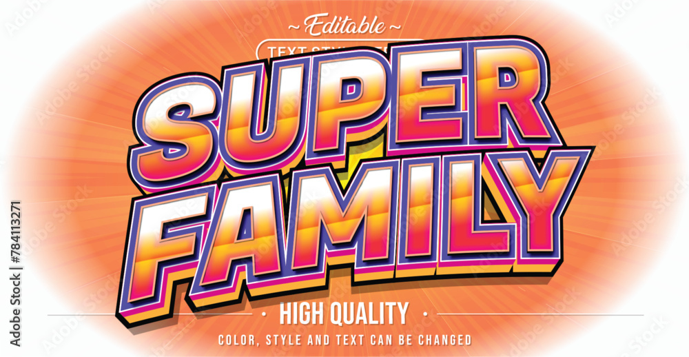 Poster Editable text style effect - Super Family text style theme.