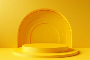 trendy yellow 3d background with blank product display podium fashion event stage illustration