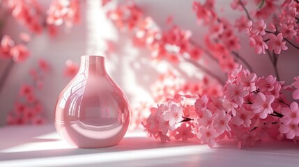 Elegant Pink Floral Arrangement with Glass Vase Showcasing Nature s Delicate Beauty