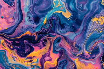 vibrant liquid marble abstract background colorful swirling ink pattern psychedelic trippy art wallpaper digital ilustration - obrazy, fototapety, plakaty