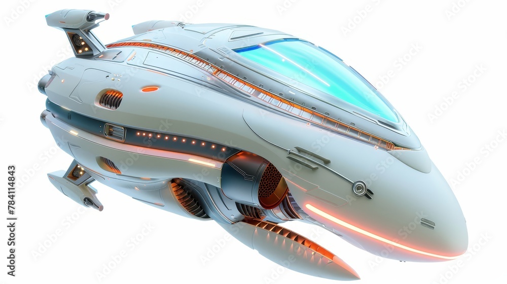 Aufkleber an isolated 3d render of a futuristic flying object ai generated illustration
