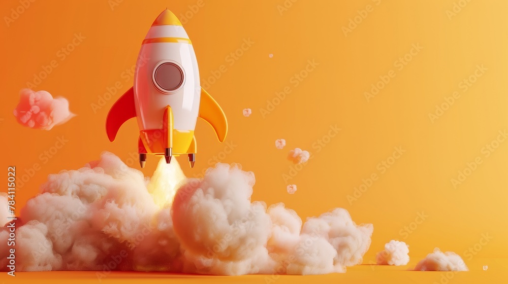 Poster bold and modern 3d renderings of isolated flying objects in a startup theme ai generated illustratio