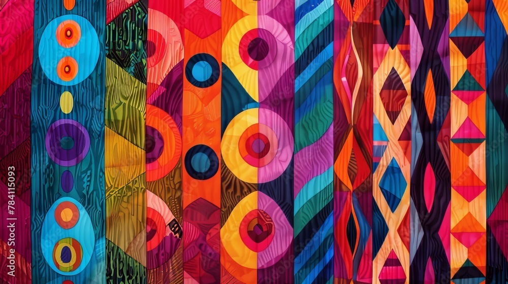 Poster bold colors and patterns in a repeating design ai generated illustration