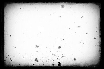 Vintage slide film frame of an old camera frame and vignetting  with strong dusts, dirt and splatters on transparent background (png image).	