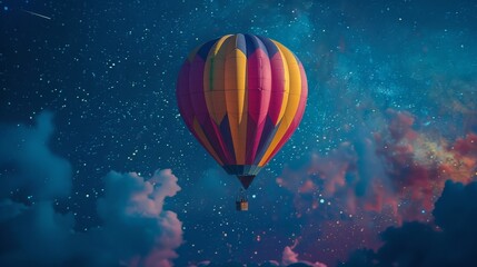 Obraz na płótnie Canvas Colorful hot air balloon floating in space AI generated illustration