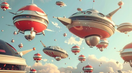 Contemporary 3d renderings of isolated flying objects in a startup scene   AI generated illustration