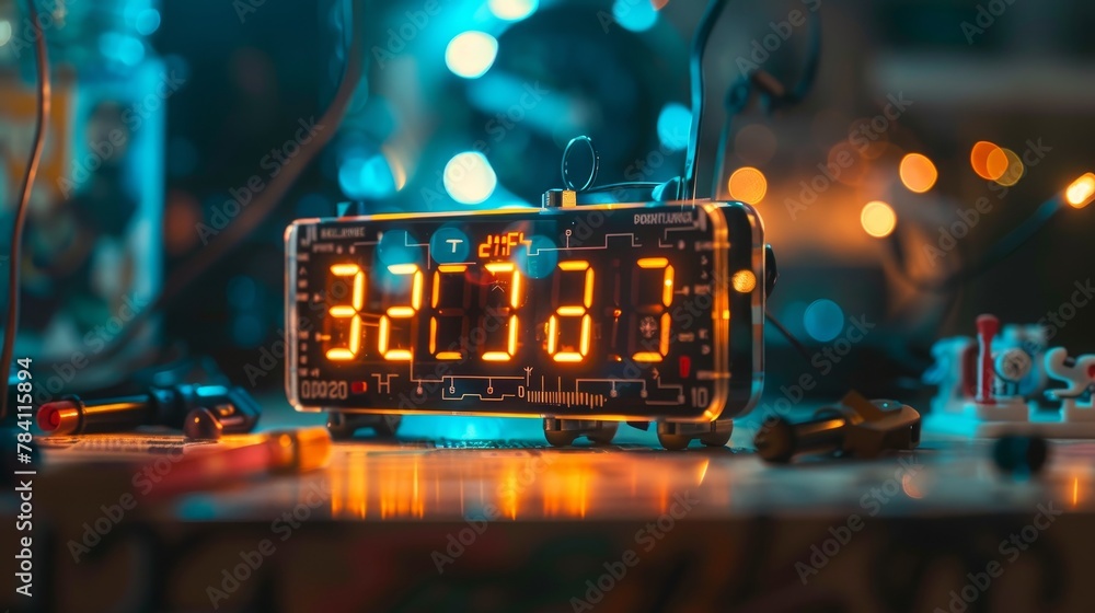 Aufkleber digital clock displaying work time ai generated illustration